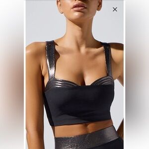 Heroine Sport Lina Metallic Trim Longline Sports Bra - Size Small